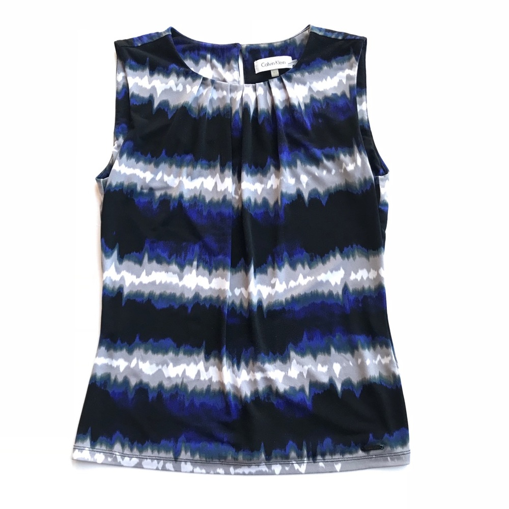 Calvin Klein fun print sleeveless tank blouse, xs